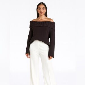 Chic Off-Shoulder Dark Brown Sweater NWT